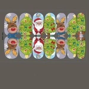 Christmas Holiday Themed Nail Wraps Santa Reindeer